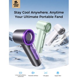 MAGIC JOHN Handheld Fan, USB Rechargeable Portable Fan, High-Speed Motor, Real-Time LED Display, 6 Speeds, Cooling Mini Fans for Home/Office/Travel/Outdoor,Gray