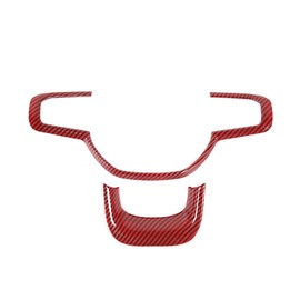 Linskip Steering Wheel Trim Compatible with Ram 1500 2019 2020 2021 2022 2023 2024, Steering Wheel Cover for Ram Interior Accessories(Red Carbon Fiber)