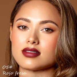 Labial Mate, Fórmula Vegana, Mate Lápiz Labial Cosméticos de brillo labial de larga duración textura ligera y cómoda Larga Duración de Alta Pigmentación, Hidratación 12 Horas, Acabado No Pegajoso (05)