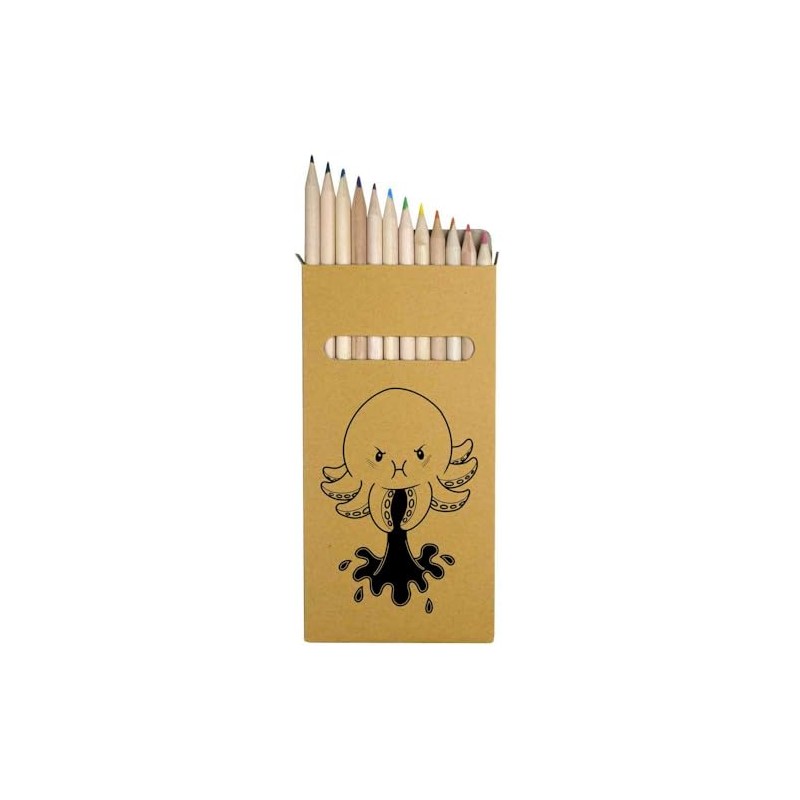 12 x 'Grumpy Octopus' Long 178mm Coloured Pencils/Pencil Set (PE00067139)