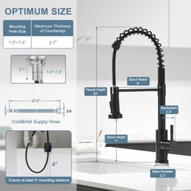 GIMILI Glossy Black Touchless Kitchen Faucets with Pull Down Sprayer Single Handle Spring Kitchen Faucet