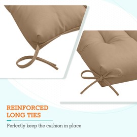 EAGLE PEAK Tufted Outdoor/Indoor High Back Patio Chair Cushions, Set of 2, 46'' x 22'', Khaki