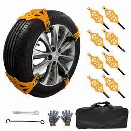 Tire Chains 8Pcs Snow Chains Emergency Anti Slip Wheel Snow Anti-skid Chains Winter Universal Security Chains Tire Width 165mm-275mm/6.5-10.8'', Traction Thickening Durable for Most Cars/SUV/Trucks