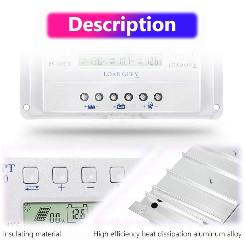 OOYCYOO 30A MPPT Solar Charge Controller 30A 12V/24V Automatic Voltage