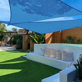 TANG Sunshades Depot 8' x 8' x 11' Blue Sun Shade Sail 180 GSM HDPE Right riangle Permeable Canopy Custom Commercial Standard