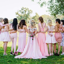 10 Coleteros de Satén para Pelo de Dama de Honor, para Mujeres, Accesorios para Cabello de Boda (Rosa y Blanco)