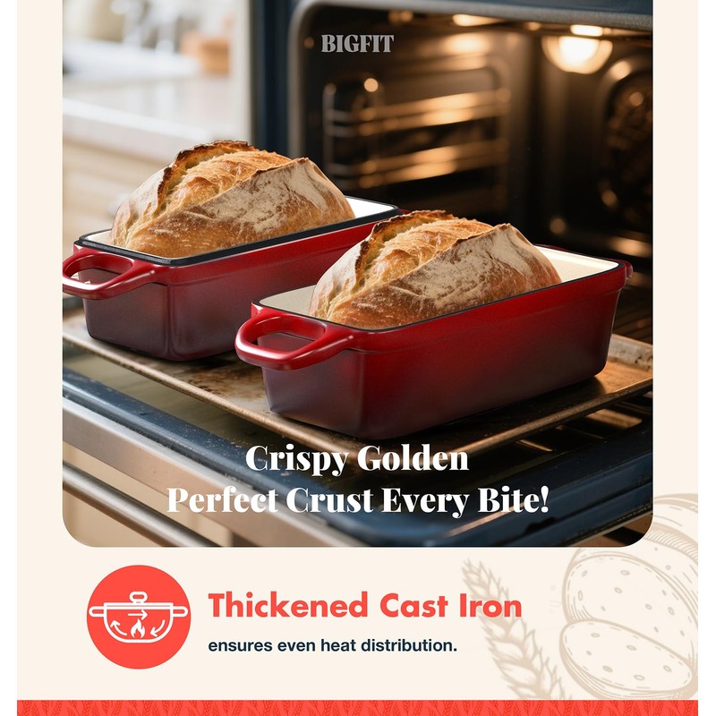 2 IN 1 Cast Iron Bread Loaf Pan with Lid,