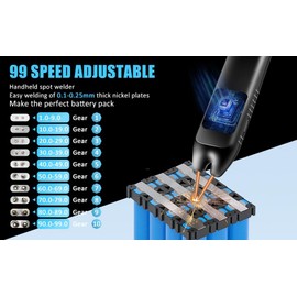 Spot Welder, Handheld Spot Welder LCD 99 Gear Adjustable, Auto and Manual Mode Mini Portable 18650 Battery Spot Welder, Welding Plated Nickel Sheets 0.1-0.25mm, Iron
