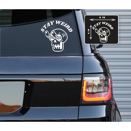 Printbeat Stay Weird Creepy Skull Vinyl Decals Stickers for Cars, Vans, Trucks, and laptops (6x6)