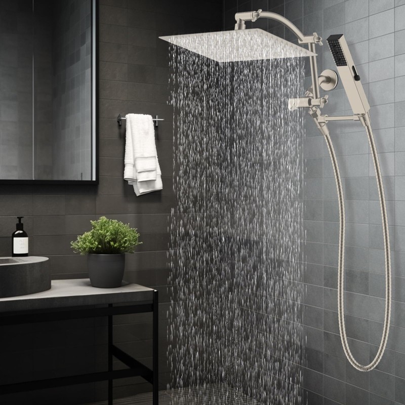 Hibbent All Metal CUPC Certified 12'' Rainfall Shower Head, Dual
