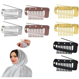Chunni Clips for Hair Extensions 10-Teeth Wig to Secure Wig No Sew,Invisible Strong Hijab Pins Chunni Clips for Woman Veil Hair Extensions Hairpieces（8 Pack）