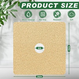 Shower Mat Non Slip,Soft Square Shower Mat with Drain,24 x 24 Inch Quick Drying Bath Mat PVC Loofah Shower Stall Mat Bathtub Mat for Bathroom,Without Suction Cups (Beige Yellow)