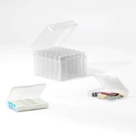 Photo Storage Box with 6 Compartment Case (4x6 inches/10.2x15.2cm) with Handles, Perfect for Crafts, Scrapbooking, Stationery, Seeds and Craft Supplies Organization