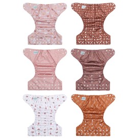 babygoal Large Cloth Diapers Pack of 13 for 3-5 Year Toddlers, Cloth Diaper Covers 6 Pack with 6pcs Inserts and Wet Bag, Reusable Washable & Waterproof 6ZFG04-ZMB-B