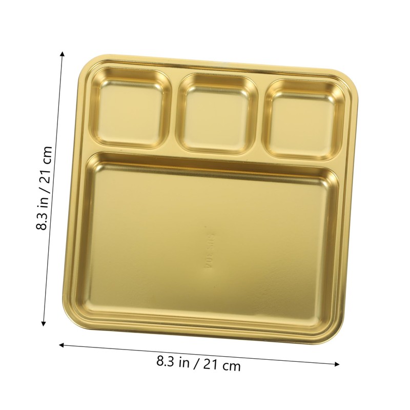 ULTECHNOVO 1Pc Divided Stainless Steel Food Plate Multi Compartment Barbecue