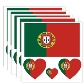 20 PCS Portugal Flag Temporary Tattoo,Portuguese Banner Rectangle Heart Tattoos Decoration Decal, Waterproof Sticker for Party Parade Sport Carnival Classroom