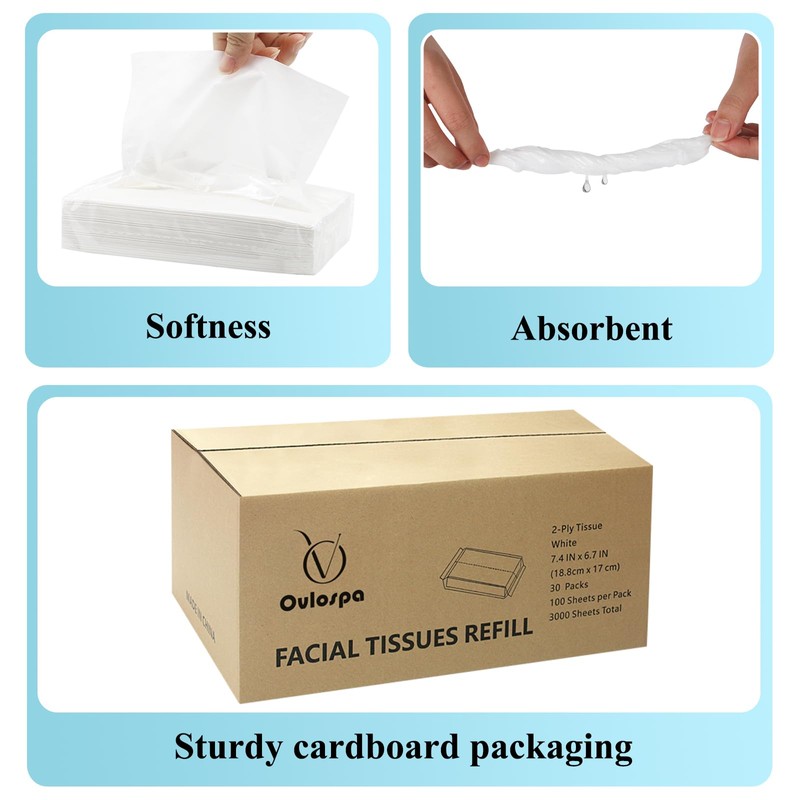 Ovlospa Facial Tissue Refill - 30 Packs, 100 Per Pack,