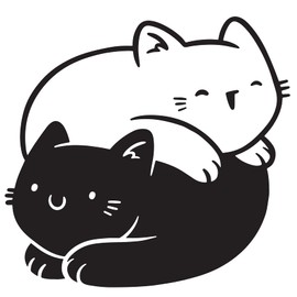 VulgrCo Yin Yang Black White Cute Cats Animal Funny Sticker Vinyl Waterproof UV Resistant Decal for Phones Laptops Water Bottles Tumblers Boats Cars Trucks Windows Kayak 3" inch Bumper Stickers