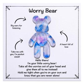 Pocket Bear Hug, Anxiety Relief Gifts for Men Women, Mental Health Positivity Gift for Anxious Friend, Stress Relief Gifts for Her, Comforting Gift for Son Daughter Back to School, Light Blue