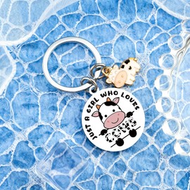 Wrpixe Cow Keychain Cow Gifts for Girls Women Cows Print Stuff for Friends Cows Themed Gifts for Cowgirl Gift for Teens Christmas Gift for Her Car Accessories