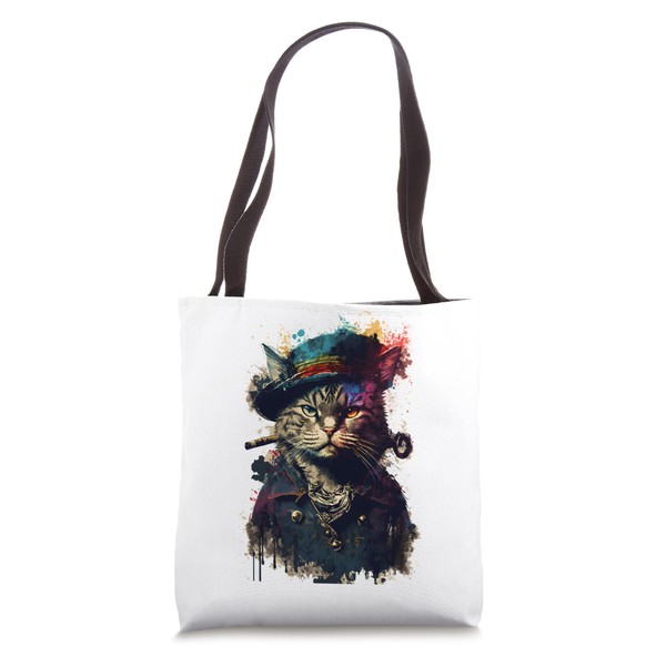 Cat as a Pirate Wearing Uniform and Hat Painting Cat