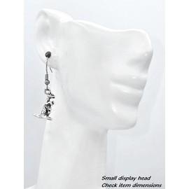 Kangaroo – 18x14mm - Silver alloy charm dangle earrings. Hypoallergenic Stainless Steel or Silver-Plated Fishhook or Ball Post Earring or Silver Tone Clip-on Options