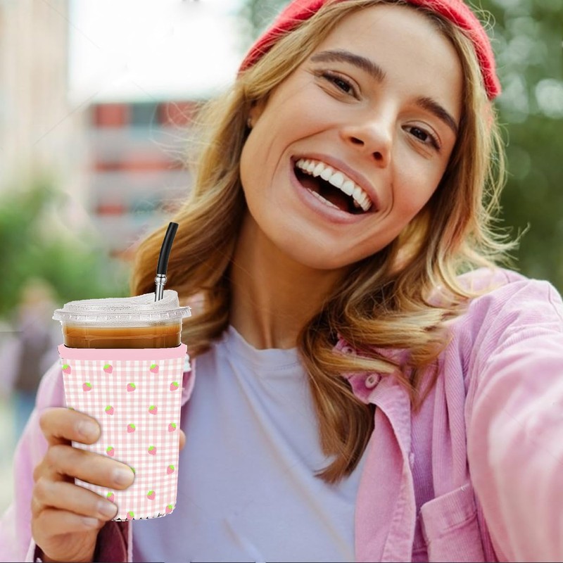 Reusable 3-Pack Iced Coffee Cup Sleeve, Insulated Neoprene, Beverage Holder