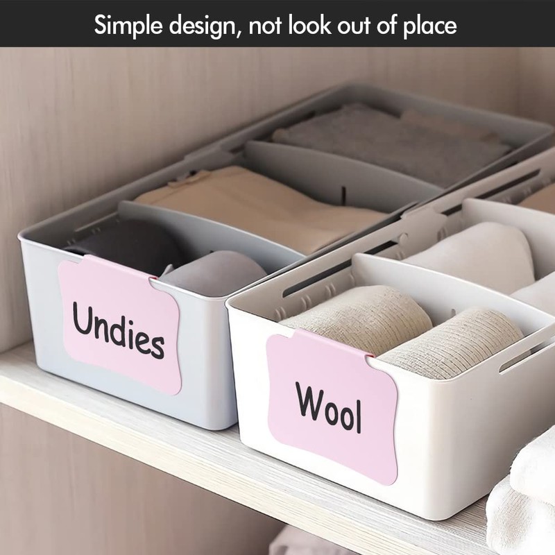 12PCS Basket Labels Clip On for Storage Bins, Removable &