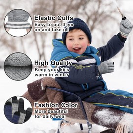 Migliore Wear 3 Pairs of Children's Magic Gloves with 2 Touchscreen Fingers, Black & Blue & Grey
