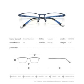 FONEX Titanium Glasses Frame for Men,Square Eyewear Full Optical Eyeglasses F85641 (F85640 Silver)