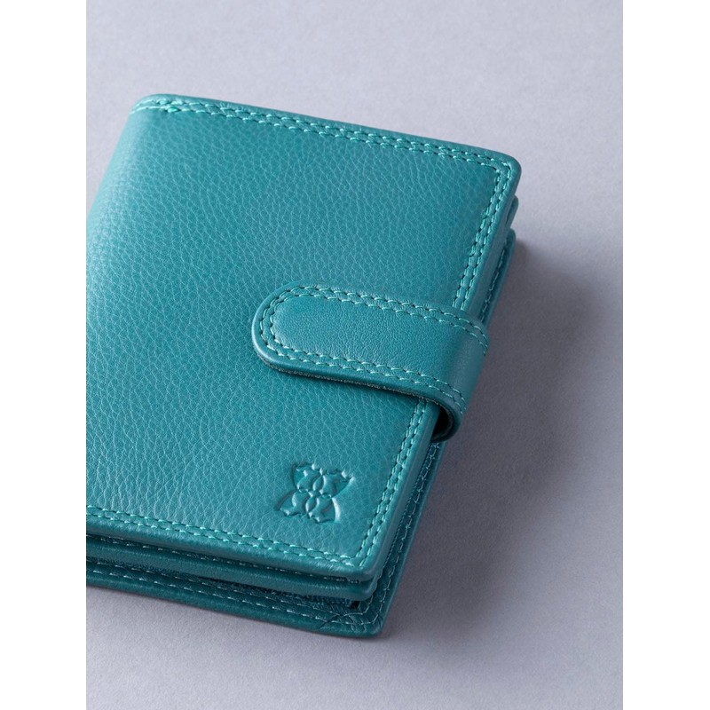 Lakeland Leather Ladies Small Leather Tab Purse in Teal Green