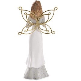 Pavilion Gift Company Best Friends Come Into Our Lives and Leave Paw Prints 7.5 Inch White & Gold in Memory of Pet Figurine 7.5" Angel Holding a Heart, Tall, Gold