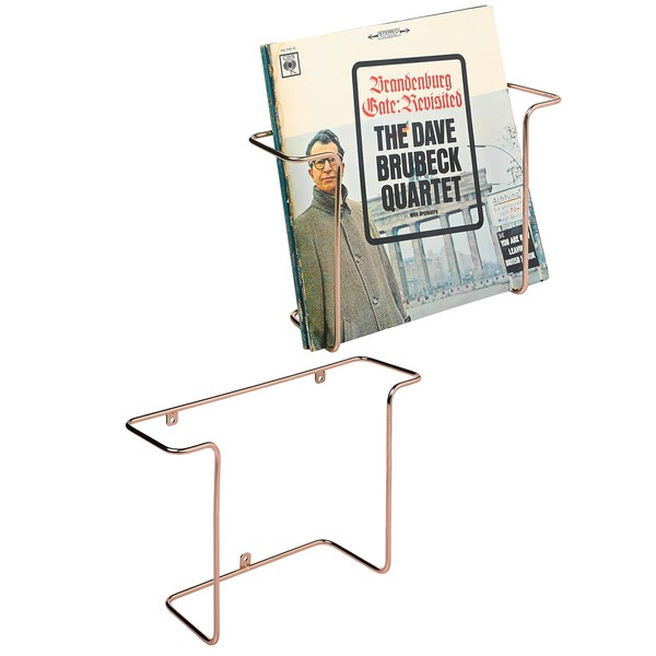 MyGift Modern Copper Tone Metal Wire Wall Mounted Vinyl Records
