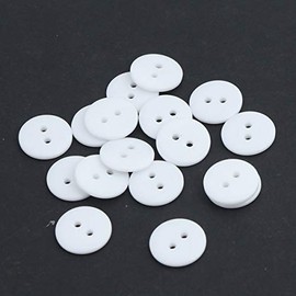 25 x Plain Round White 15mm Resin Sewing Buttons for Knitting, Arts, Crafts and Clothes