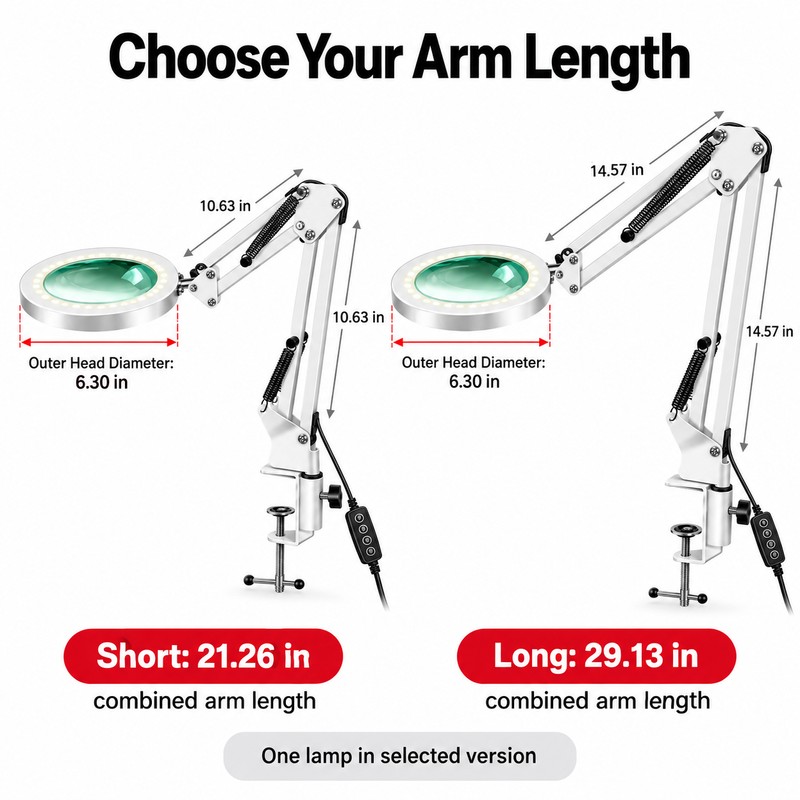 LED Magnifying Lamp with Desk Clamp & Adjustable Arm –