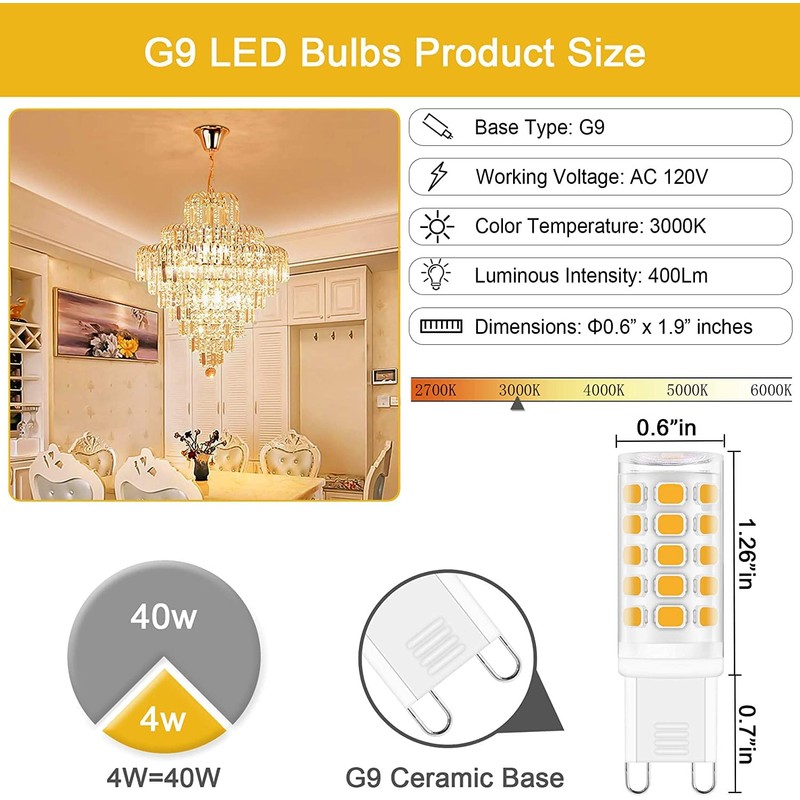 Sailstar G9 LED Bulb, 3000K Soft White, 40W Equivalent, 360