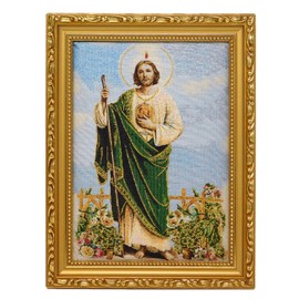 Gigi's Classy Kids St. Jude Cushioned Tapestry Picture Frame Wall Art San Judas Cuadro Tela 9" X 11"