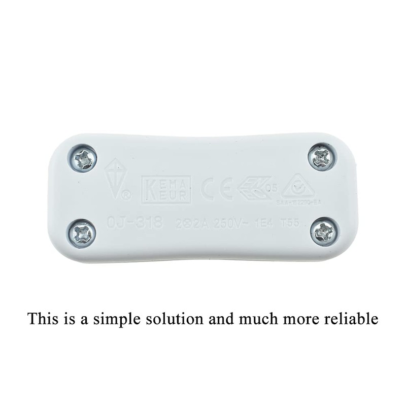 Hahiyo 2A 250V Inline Cord Switch Rocker Button Double Pole