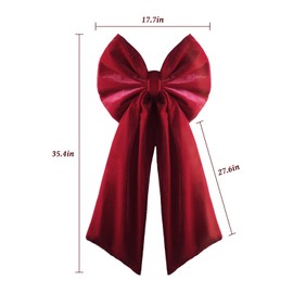 Christmas Decorations - Christmas Bows - 36x18 Inches Large Red Velvet Christmas Tree Topper - Burgundy Ribbon Gift Bows - Xmas Decor for Indoor Outdoor Home Wreaths Mantle Front Door Porch Wedding