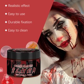 Washable Fake Blood - Coagulated Gel Blood,50ml Paint Costume Makeup for Beauty Clothes Vampire Cosplay Kids Adults Zombie Eye Dress Up