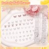 3D Silver Butterfly Bow Nails Charm Gems Y2K, Pink Butterfly