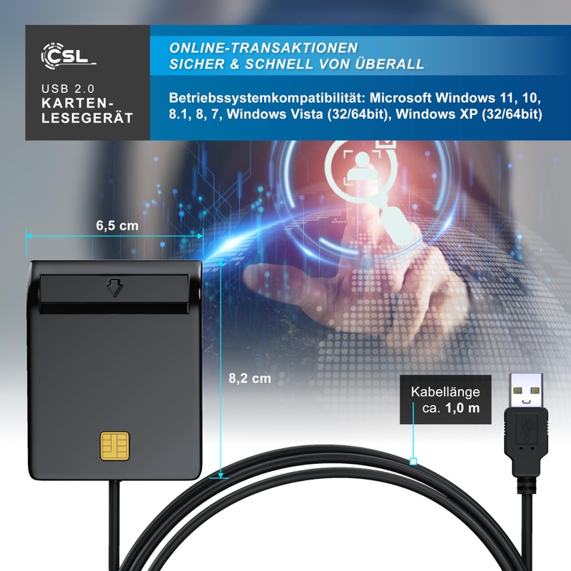 CSL - USB Smart Card Reader - Plug and Play