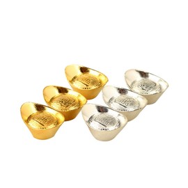 Zzooi Set of 6 Feng Shui Gold Ingot Silver Ingot Yuan Bao Wealth Porsperity Ornaments,Feng Shui Decor
