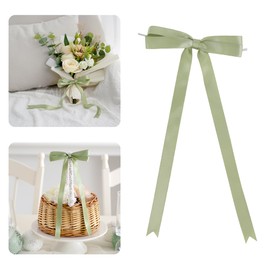 AIMUDI Sage Green Bows 5 × 10" Satin Bows for Gift Wrapping Twist Tie Bows Premade Ribbon Bows for Bouquets Invitations Baskets Crafts Wreaths Wedding Birthday Baby Shower Party Decorations, 36 PCs