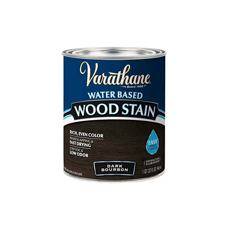Varathane 384357 Water Based Wood Stain, Quart, Dark Bourbon