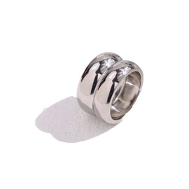 Chunky Gold Rings 18K Gold Plated Stainless Steel Chunky Dome Ring Puffy Dome Stackable Rings Chunky Signet Ring for Women Everyday Jewelry (Silver No. 8)