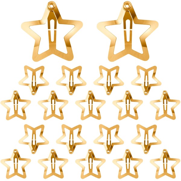 PAGOW 20 Pcs Gold Star Hair Clips, Non-Slip Snap Hair