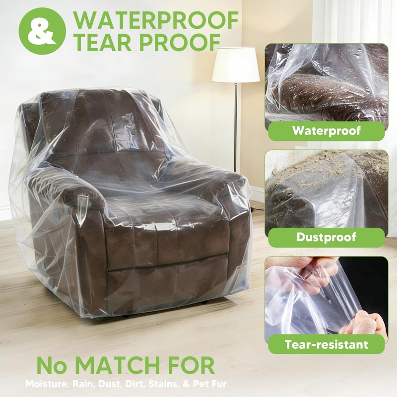 COCODE 2 Pcs Plastic Furniture Covers Moving Storage Bags, 4