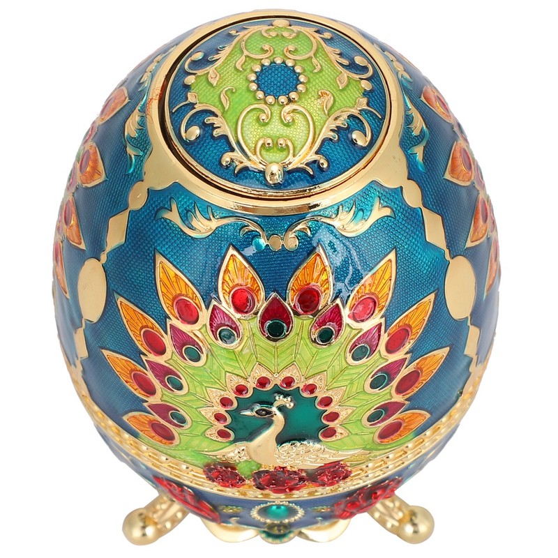 Toothpick Holder Retro Metal Peacock Egg Shape Portable Multifunctional Storage