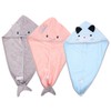 IWOWHERO 3pcs Cartoon Hair Drying Wrap Fast Drying Hair Cap